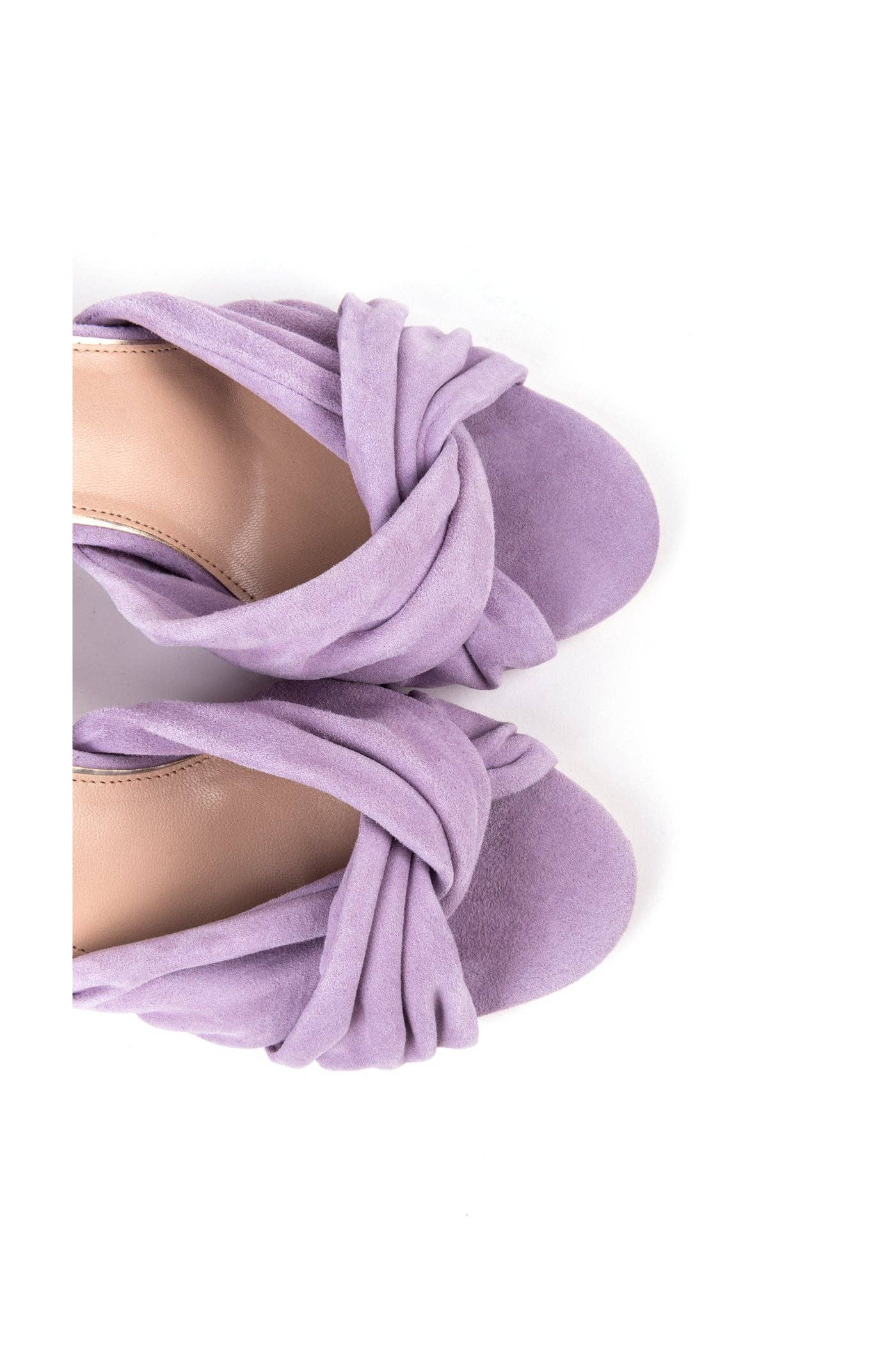 Zilian – wholesale Högklackade skor - Dam – Bröllopssandaler med hög klack 7,5 cm, ankelremmar och knutdetalj i mocka0