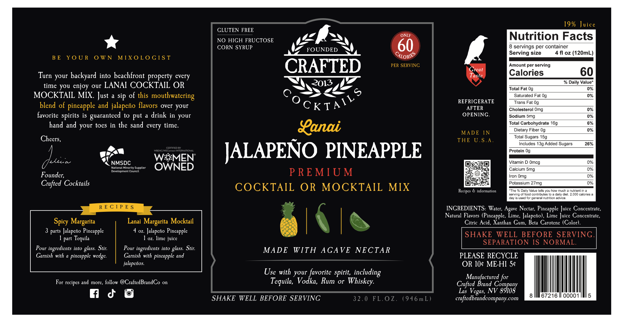 Crafted Cocktails - Wholesale Cocktail Mix/Syrup - Jalapeño Pineapple Nonalcoholic Cocktail Mixer8