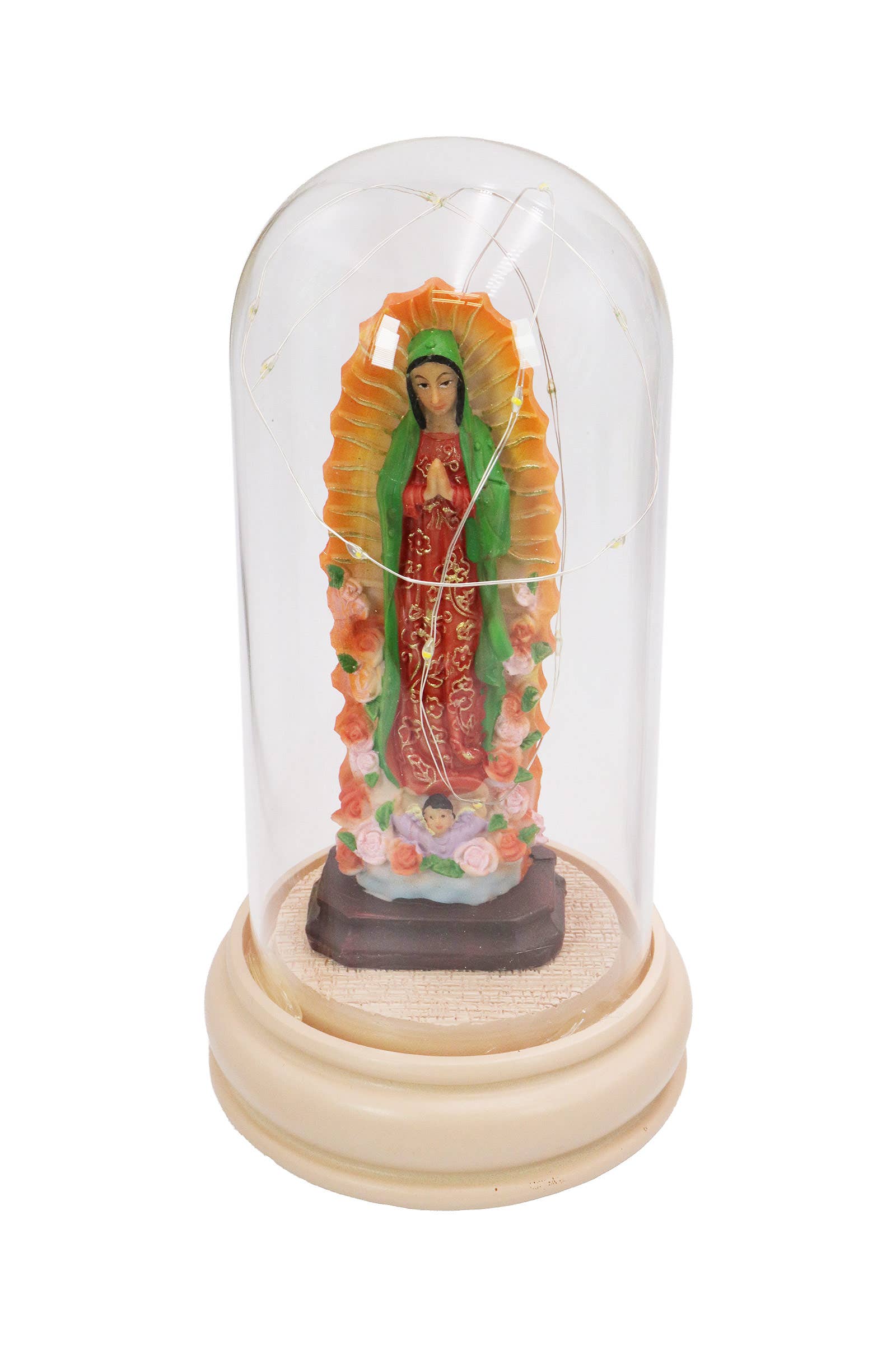 Guadalupe Statue Glass Dome Led Light Stand for wholesale on Faire4