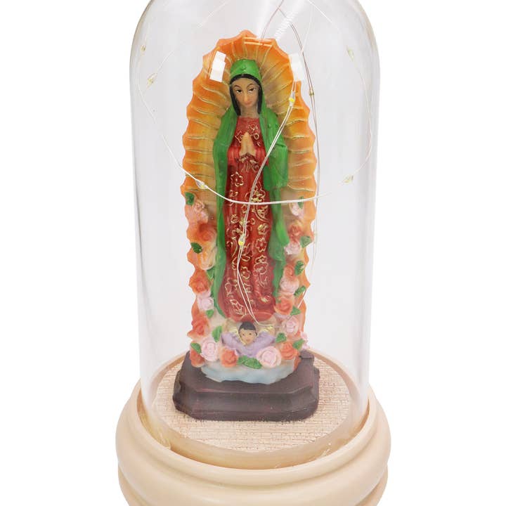 Guadalupe Statue Glass Dome Led Light Stand for wholesale on Faire4