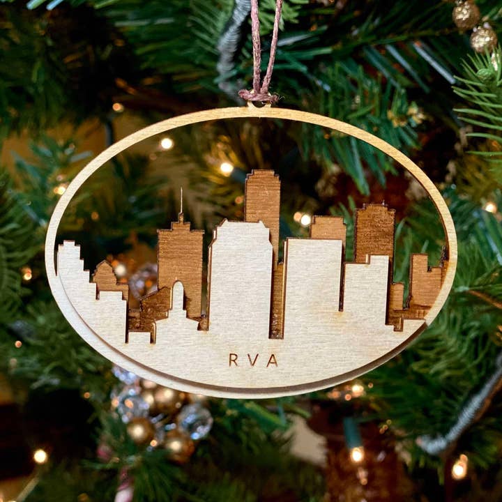 RVA Skyline (Richmond, VA) - Laser Engraved Ornament for wholesale by Gifts By Grace