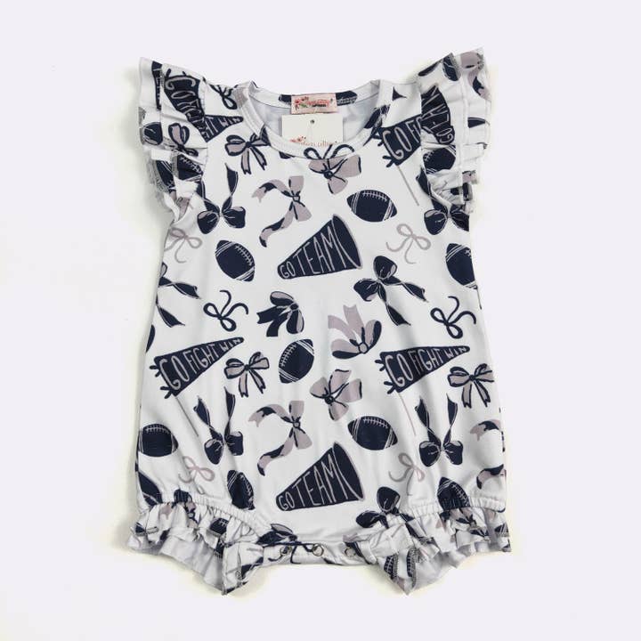 Allez Équipe Navy Barboteuse Bébé Football pour la vente par Clover Cottage