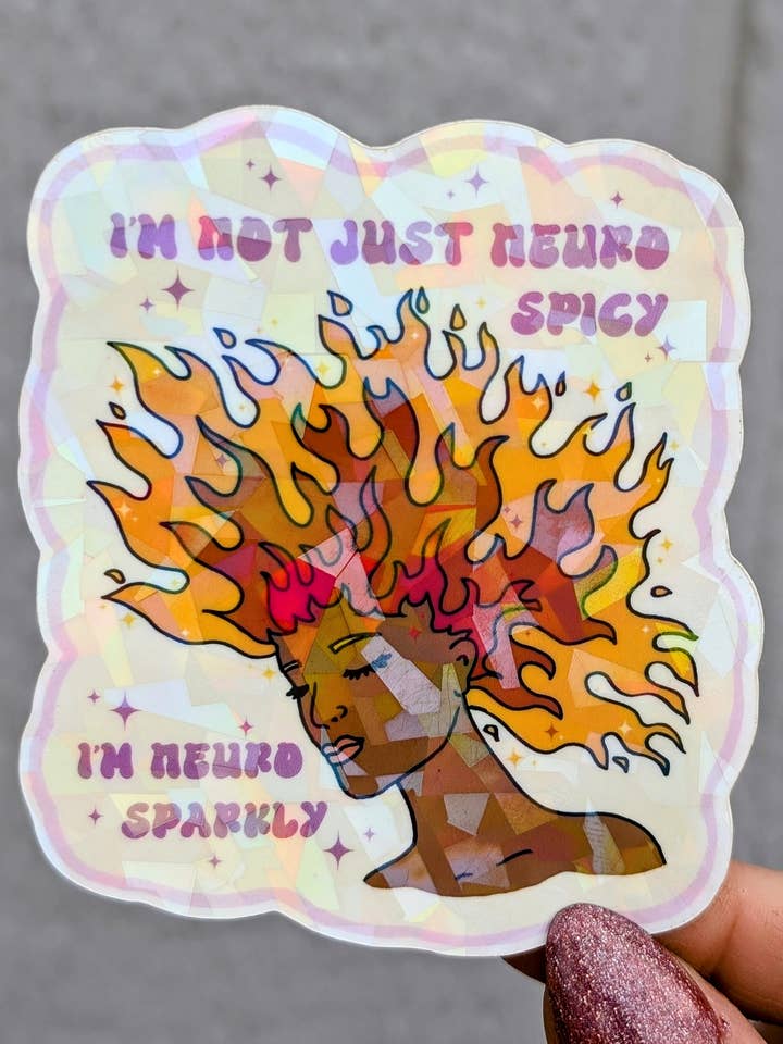 ADHD Neurodivergent Feminist Vinyl Klistermærke for engroshandel hos Jewels Bright Art