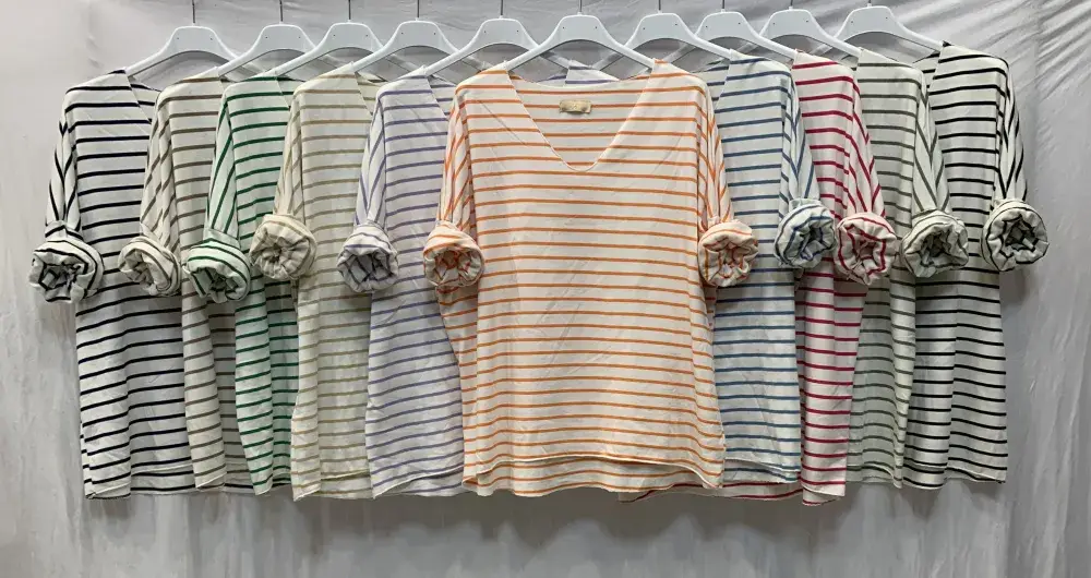 Mimi & Gogo - Vendita all'ingrosso Maglietta - Donna - Maglietta a righe taglia unica9