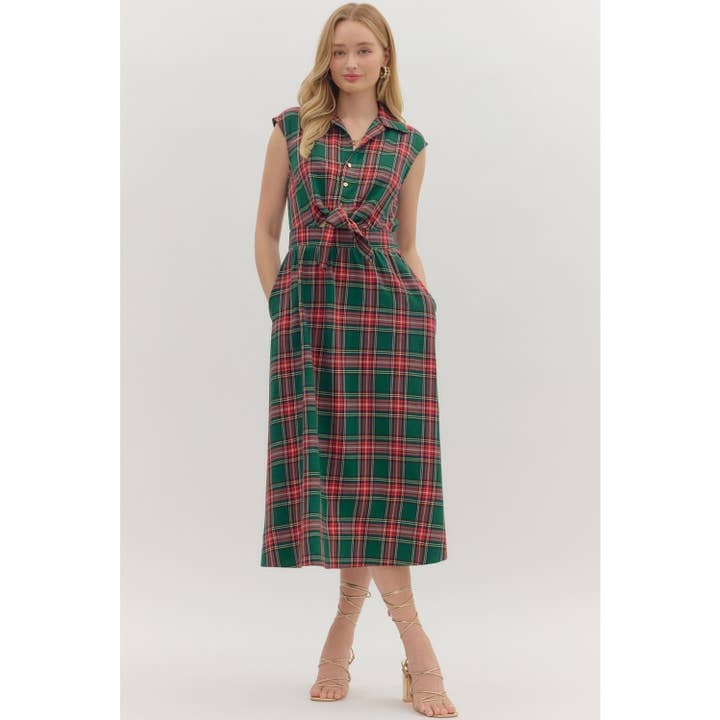 Vestido midi sem mangas aos quadrados por atacado de STYLE USA