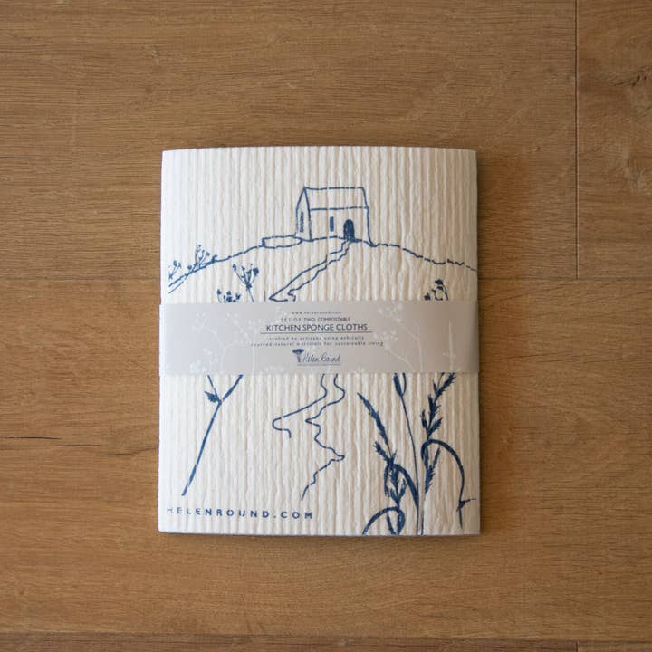 Helen Round - hand printed linen and bamboo wellness - Wholesale Dishcloth - Kitchen Cloths, Set Of 2 Household Sponges, Swedish Cloths12