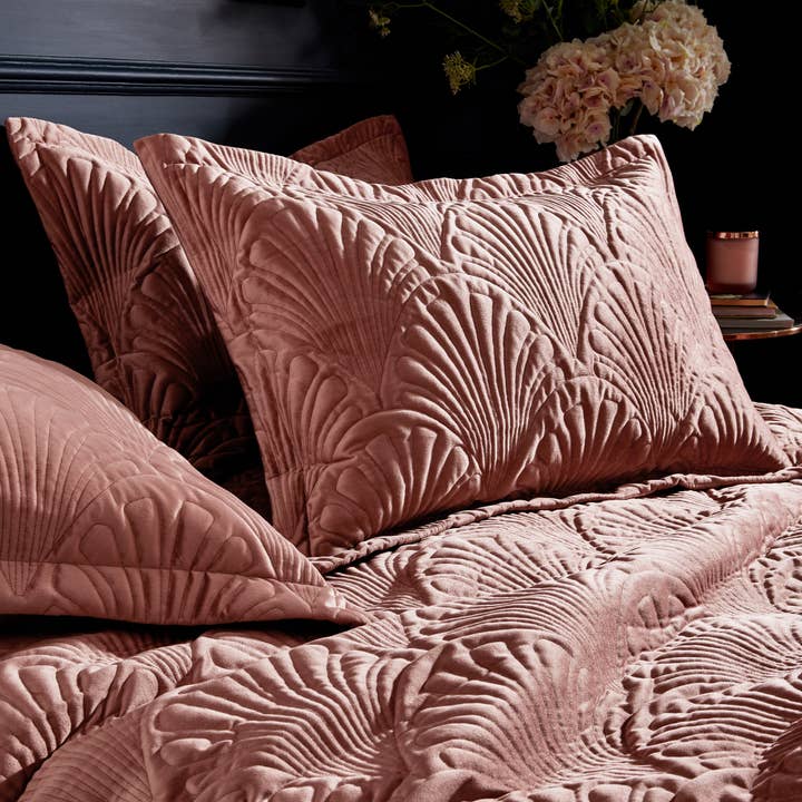 Palmeria Quilted Velvet Duvet Cover Set Blush for wholesale on Faire
