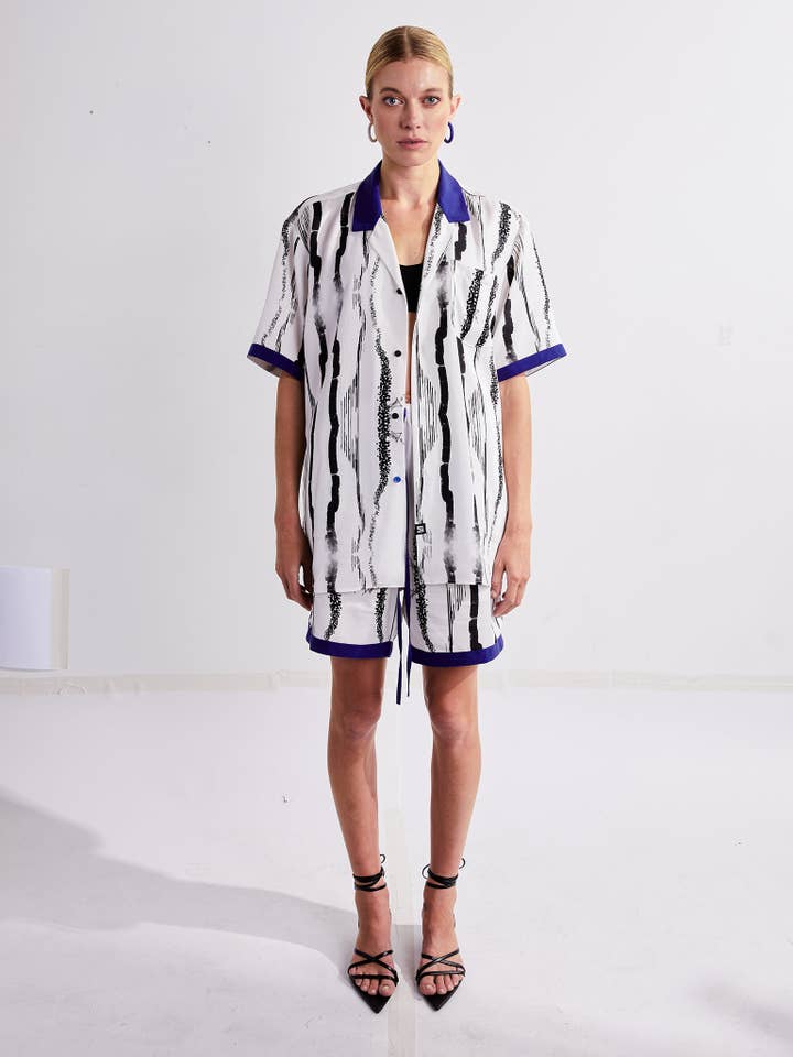 Amy Page DeBlasio - Wholesale Button Down Shirt - Men's - Button-Down Shirt in Custom Print Tencel