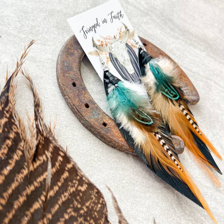 Fringed In Faith - Wholesale Dangle Earrings - Kalispell Feather Earrings | Black