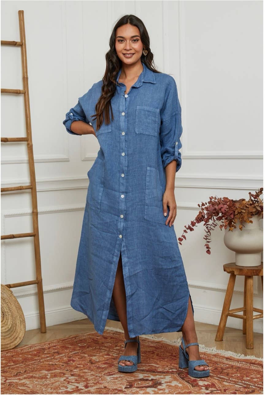 LÉA & LUC - Wholesale Dress - Women's - Long Dresses in 100% Linen REF. 114935