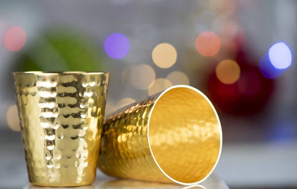 Prince of Scots – Großhandel Schnapsgläser – Prince of Scots Shotgläser mit gehämmerter 24K-Goldbeschichtung – Geschenkbox-Set1