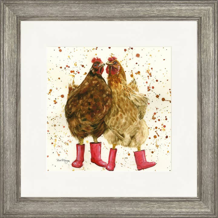 Chick Chat in Boots Square Framed Print (13" or 19") for wholesale by Bree Merryn Art Ltd