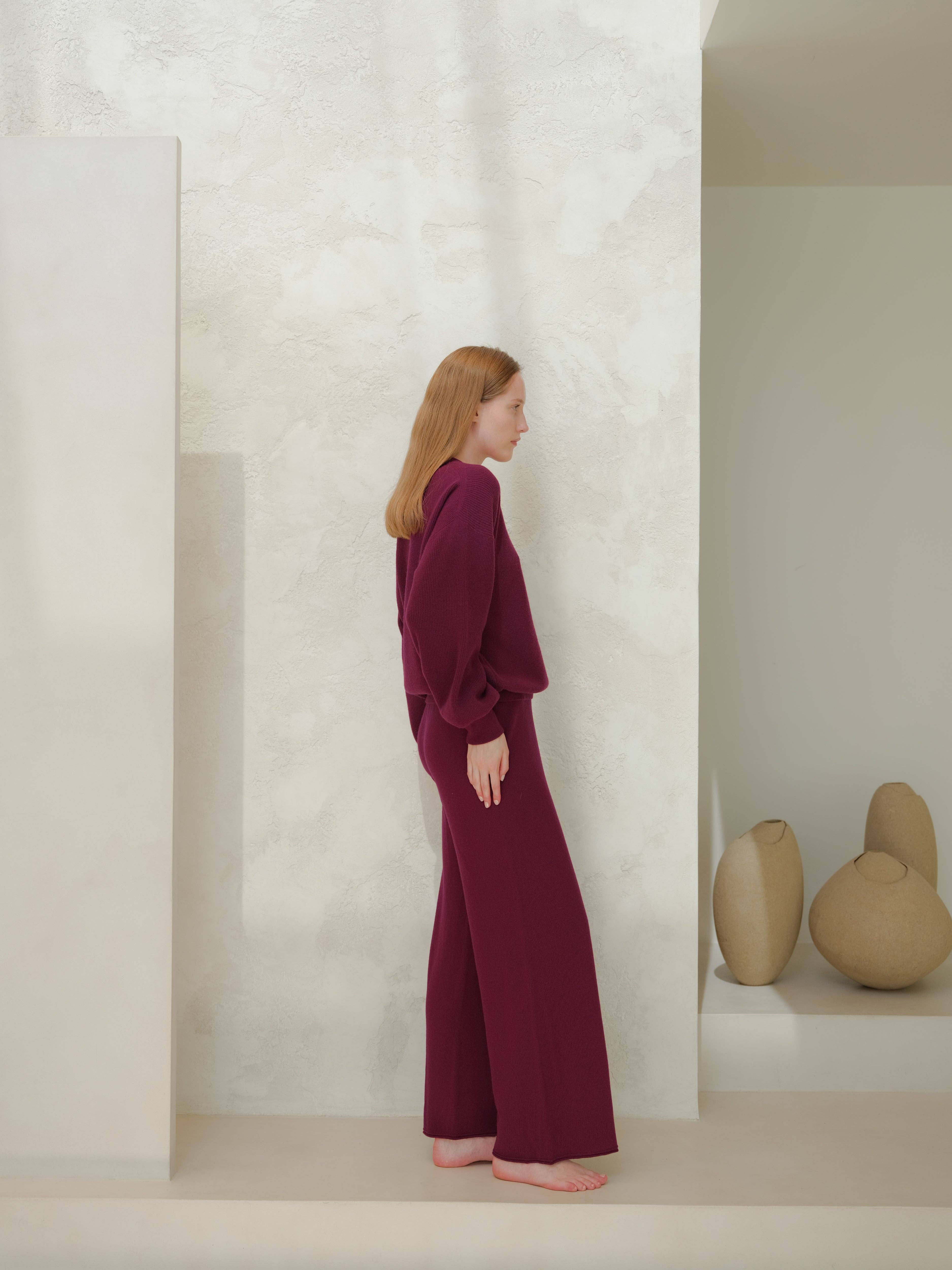 Lèmme - Wholesale Pants - Women's - Lightweight wide-leg cashmere blend pants (3D knit)23