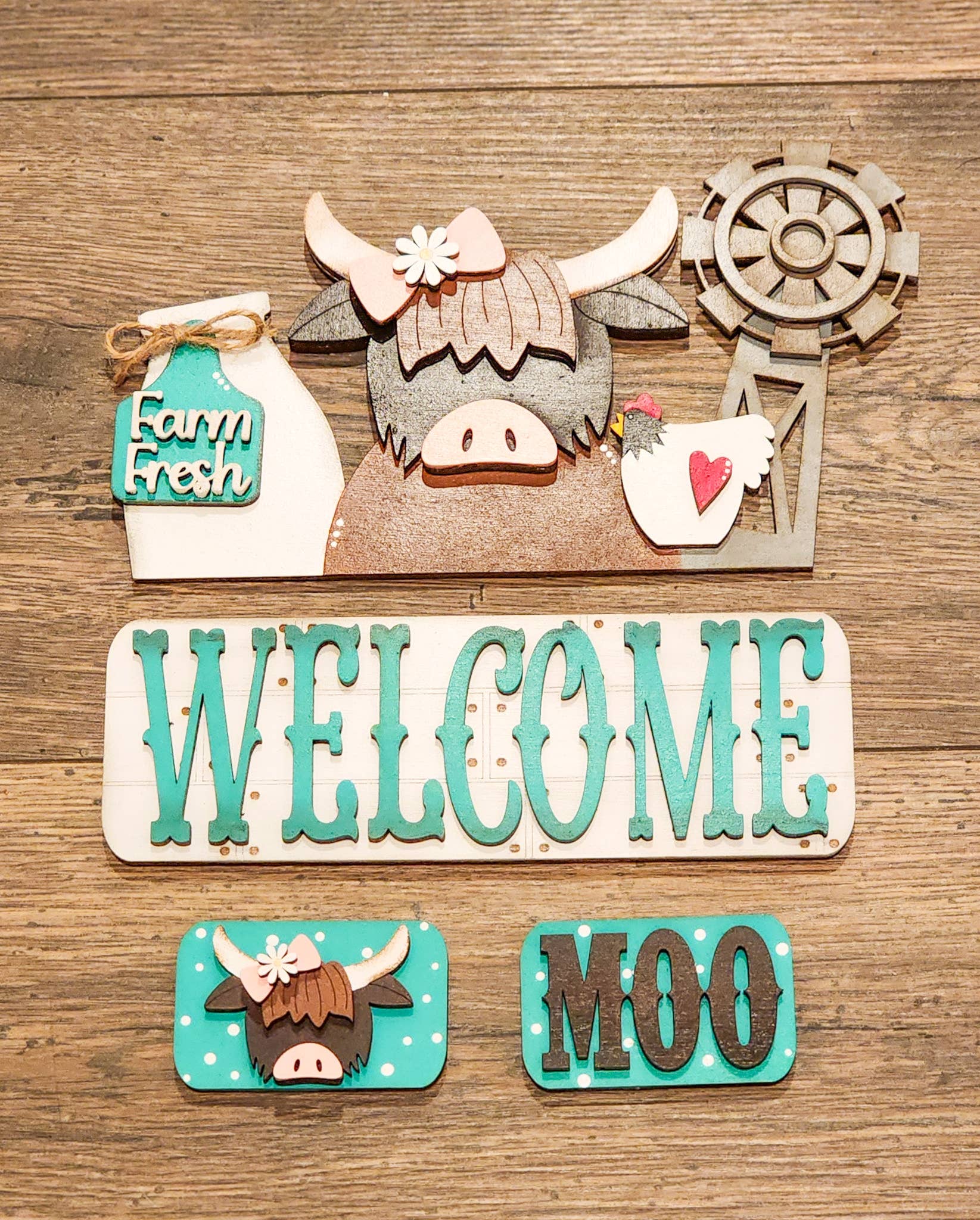 Hollow Grove Designs - Wholesale Door Hanger - Highland Cow Insert| Interchangeable Cow Door Hanger0