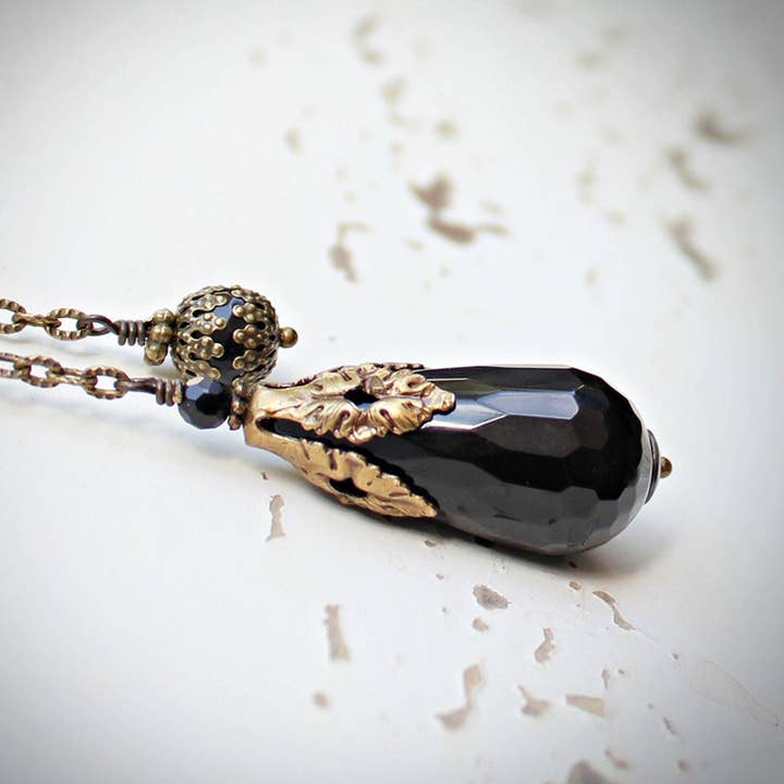 Circa 1890 - Wholesale Meditation Supplies - Faceted Black Onyx Jewelry Pendulum | Protection—Success1