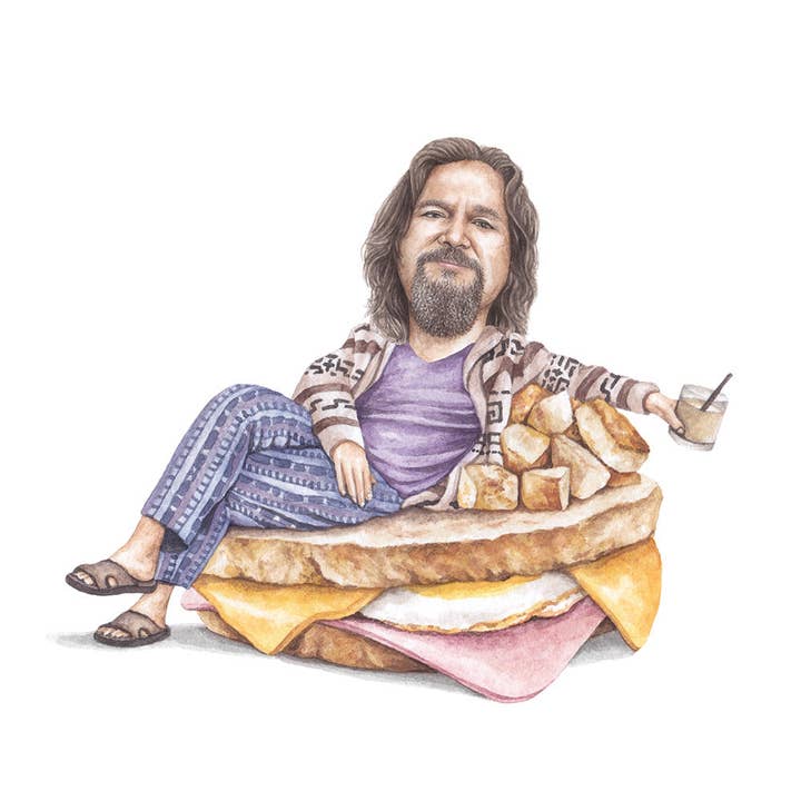 Celebs on Sandwiches - Wholesale Art Print - The Dude - The Big Lebowski - Watercolor Print