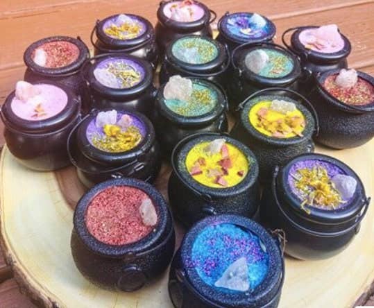 Sacred Lore - Wholesale Bath Bomb/Fizz - Beautiful Mourning Yellow Cauldron Witch's Vegan Herbal1