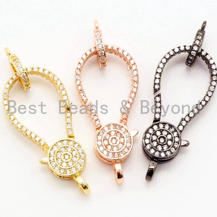 CZ Clear Micro Pave Lobster Clasp with Jumping Ring, SKU#H39 for wholesale by BestBeads&Beyond