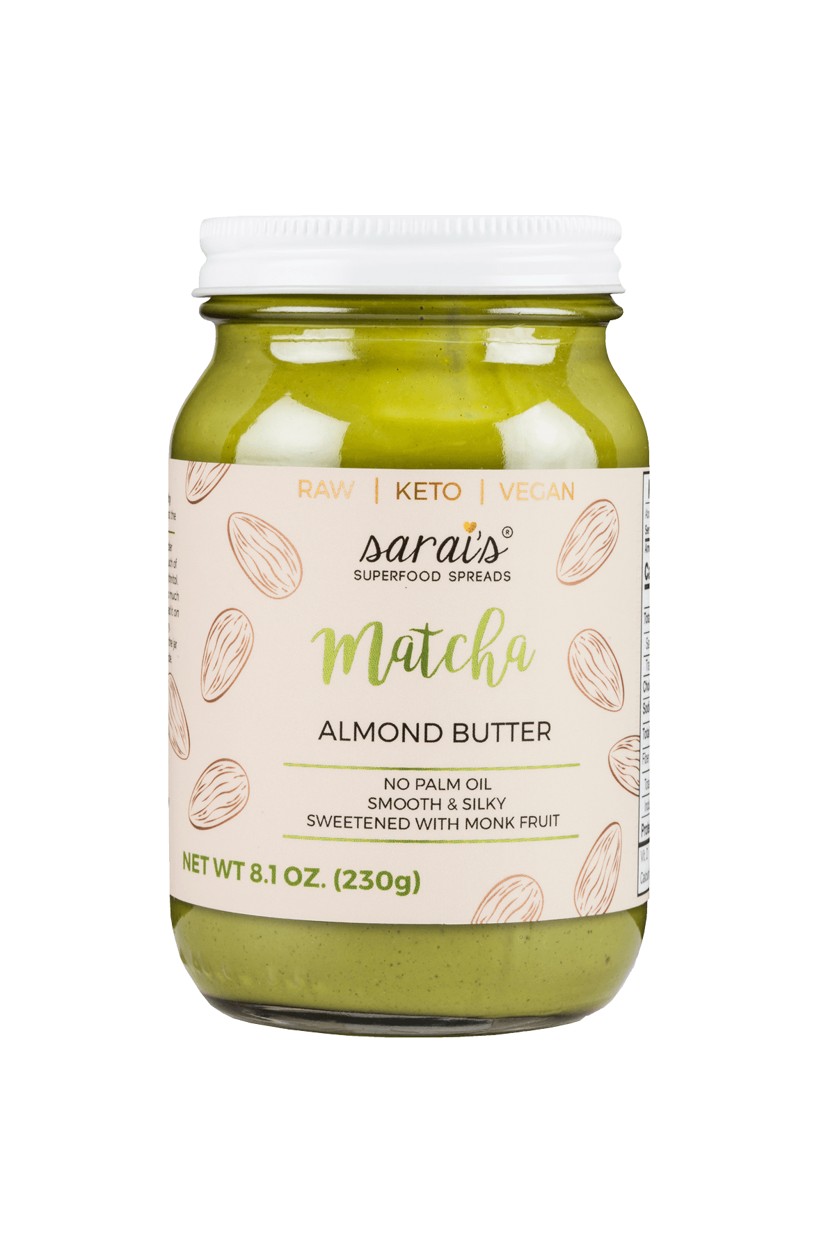 Sarai's Superfood Spreads - Wholesale Nut Butter - Matcha Almond Butter0