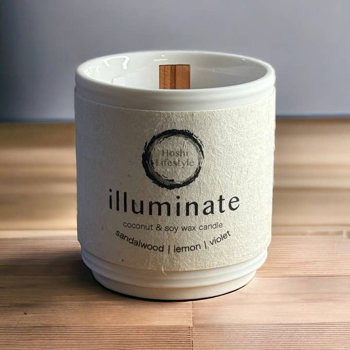 Illuminate Hand Poured Candle - 8oz Ceramic Jar for wholesale by Hoshi Lifestyle