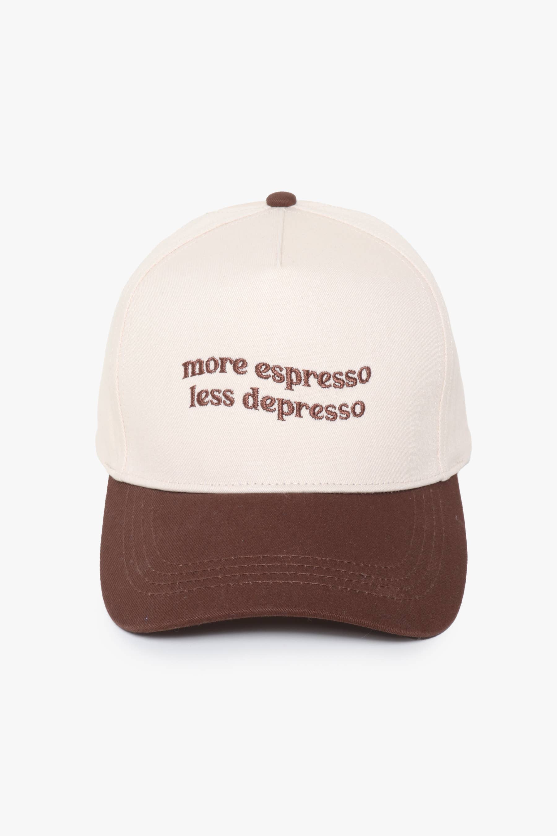 David And Young - Wholesale Baseball Cap - Women's - MORE ESPRESSO LESS DEPRESSO embroidery Two Tone Baseball Cap0