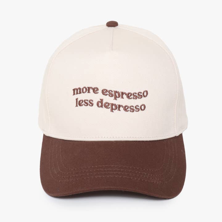 David And Young - Wholesale Baseball Cap - Women's - MORE ESPRESSO LESS DEPRESSO embroidery Two Tone Baseball Cap