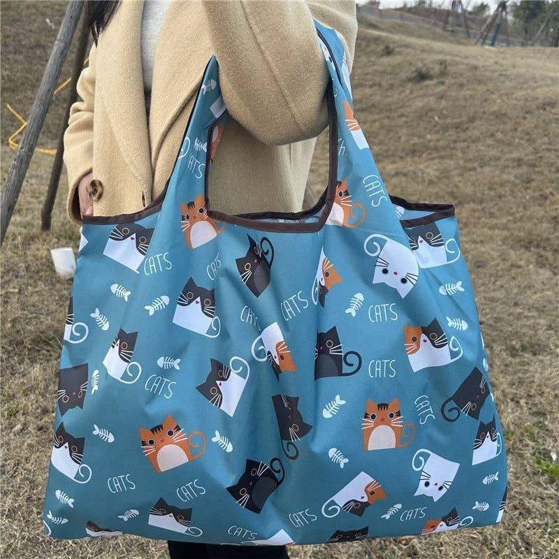 FurDecoration - Wholesale Kruidenierswinkel/boodschappentas - Opvouwbare, draagbare en herbruikbare boodschappentas met bloemenprint3