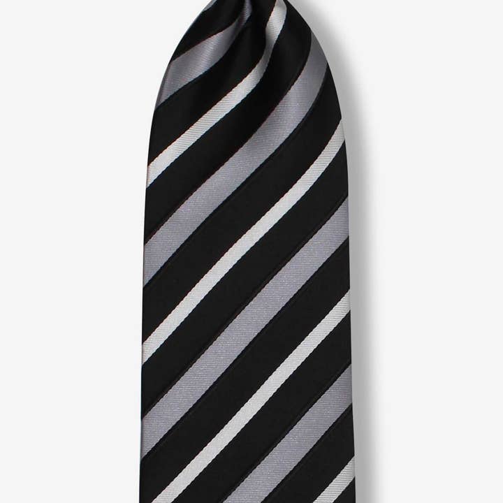 GoTie - Wholesale Necktie - Men's - Black Gray Multi-Striped Tie