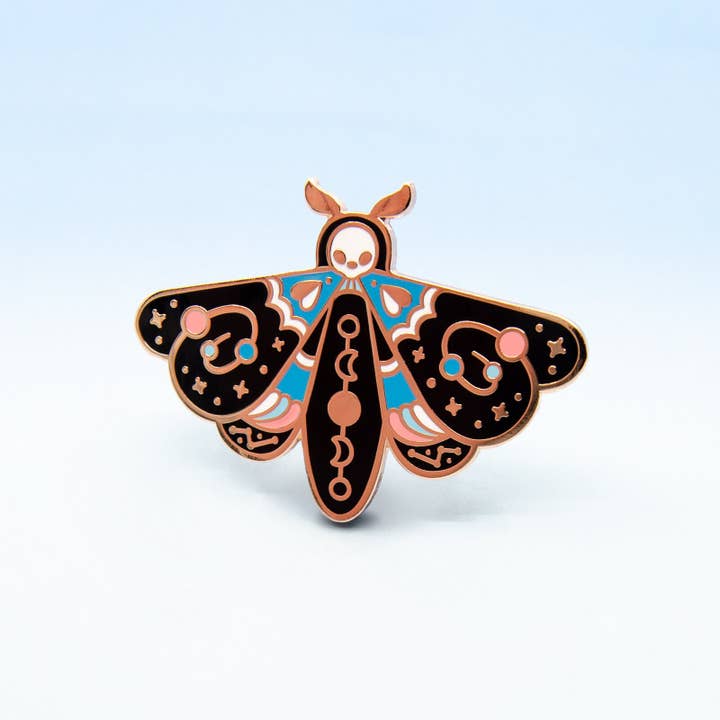 Blue Interstellar Moth Enamel Pin for wholesale by Xintu