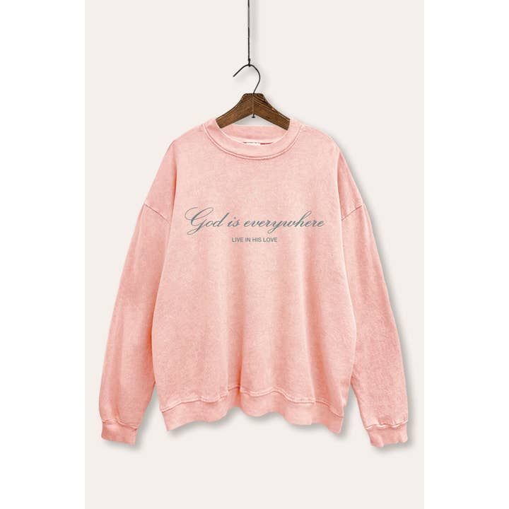 GUD ER OVERALT GRAFISK MINERALVASKET SWEATSHIRT for engroshandel hos VINTAGE POINT USA