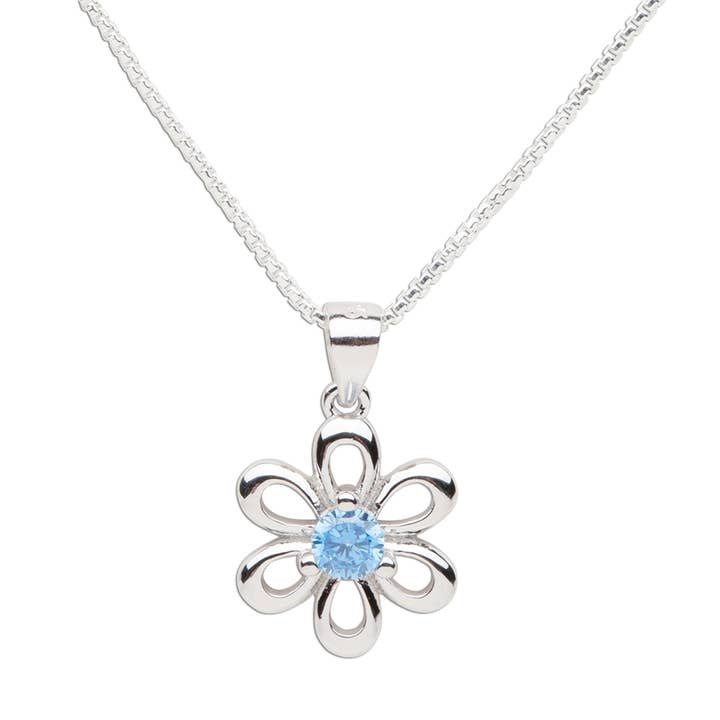 Cherished Moments - Wholesale Kids Necklace - Kids - Sterling Silver Daisy Flower Birthstone Necklace for Girls