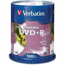 Verbatim 100pk 16X DVD+R 4.7GB White Inkjet Printable for wholesale by Everyday Supply Co