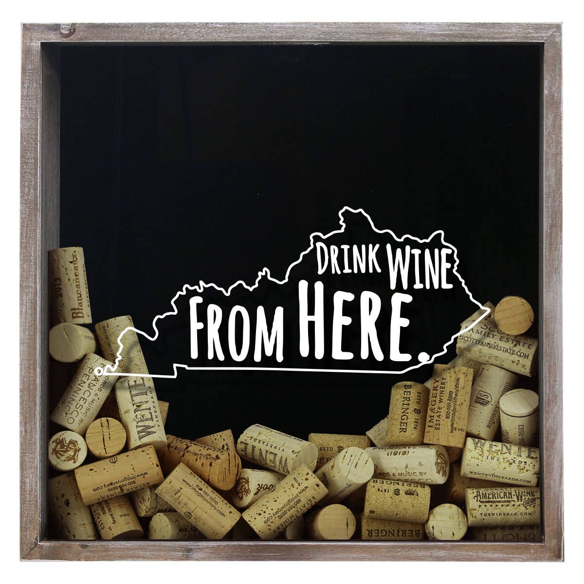 Torched Products - Wholesale Sign - Drink Wine From Here Beer Cap Shadow Box - Farmhouse Antique15