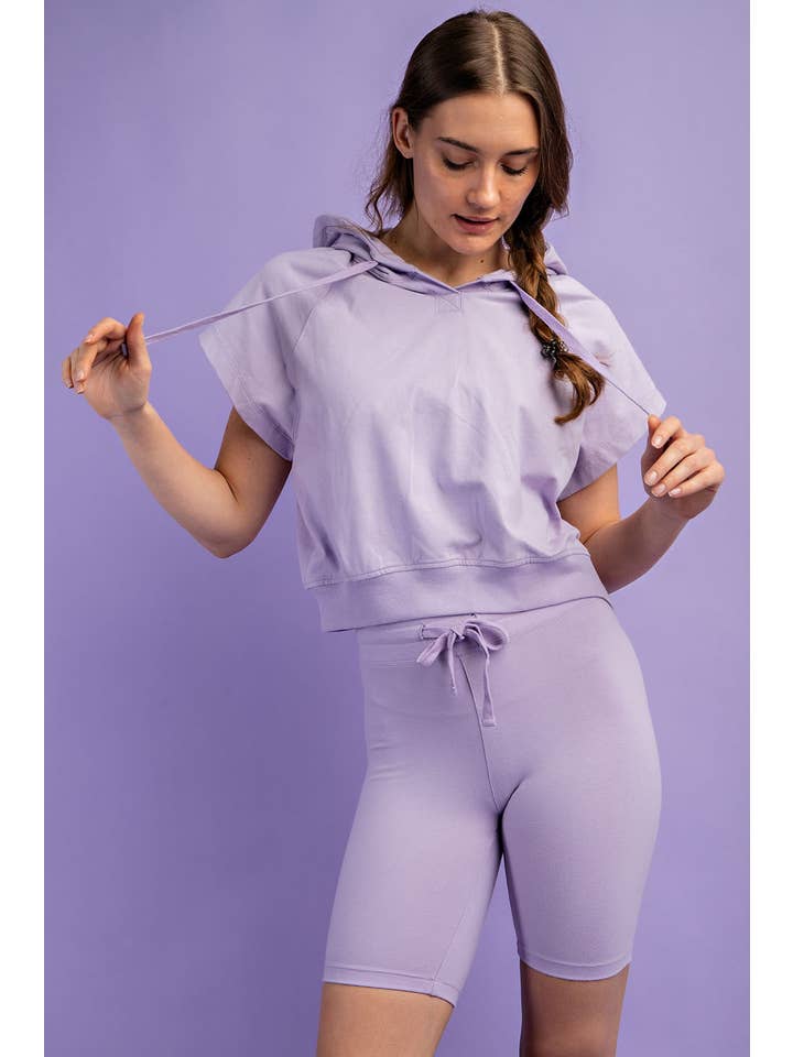 Rae Mode - Wholesale Hoodie - Women's - COTTON LYCRA SHORT SLEEVE HOODIE TOP36