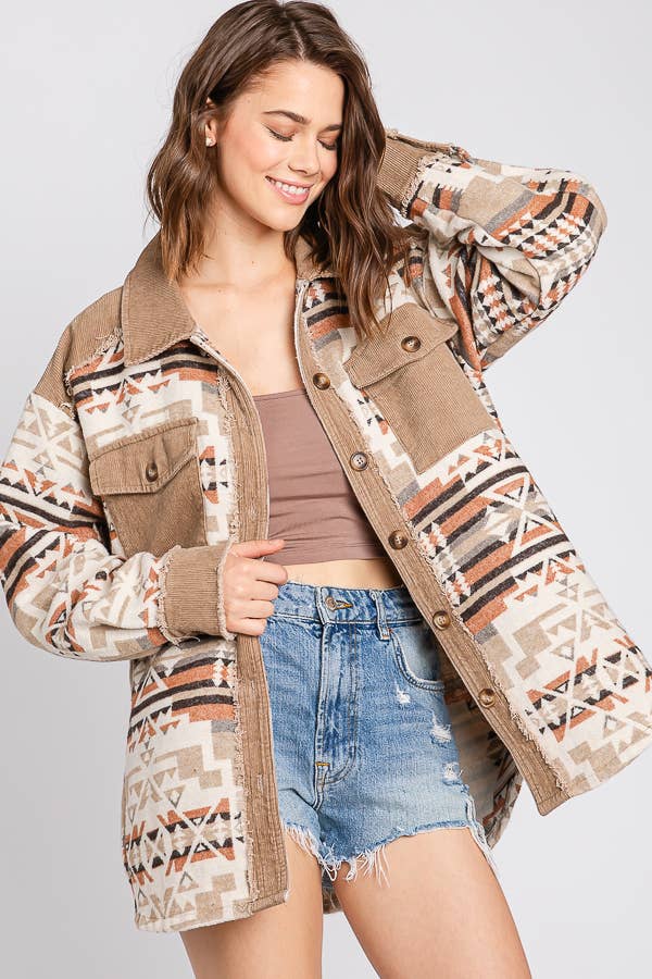 ELLEBORN – Engroshandel Skjortejakke/shacket – til kvinder – Eksklusiv Aztec Contrast Jacket 3466T8