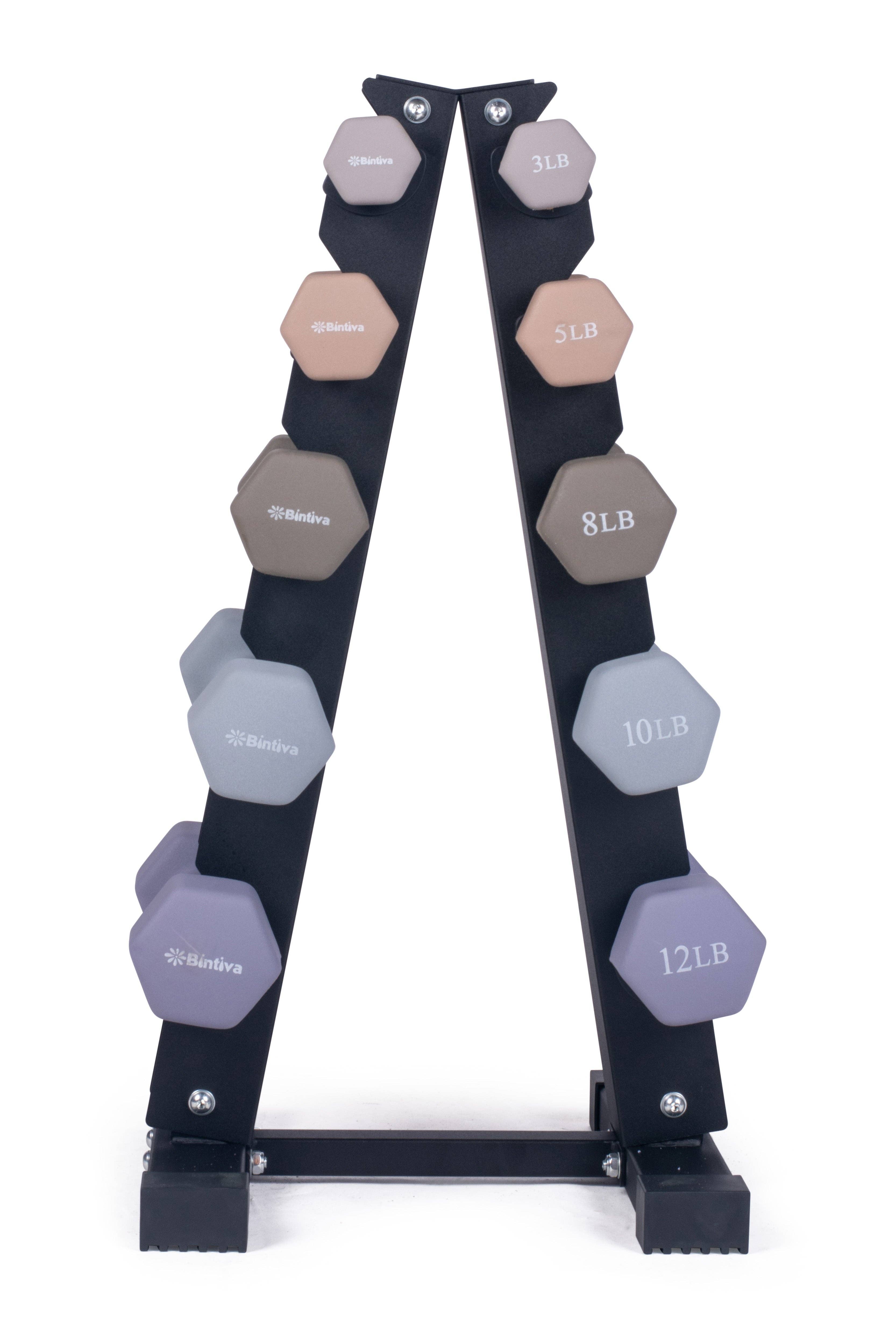 Bintiva - Wholesale Fitness Equipment - Rack Sets: Neoprene Hexagon shaped dumbbells - Earth Tones4