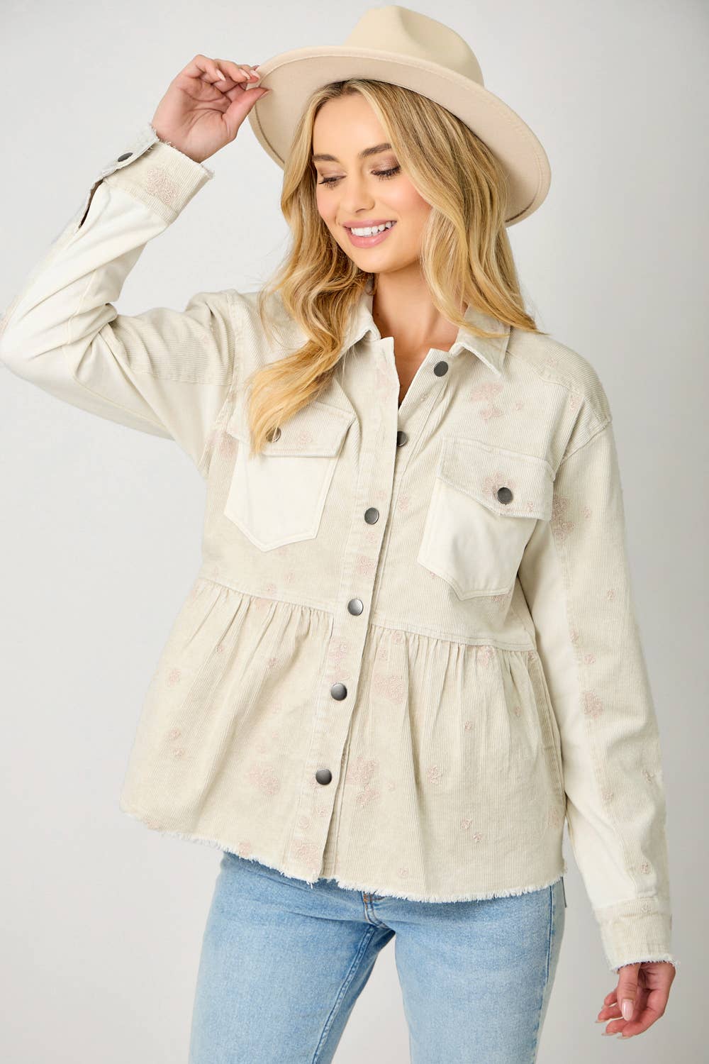 Mystree - Wholesale Jacket - Women's - 61174 Washed Terry Mix Peplum Jacket0