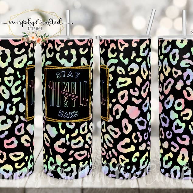 Stay Humble Rainbow Leopard 20oz Sublimation Tumbler for wholesale by Twisted T Creations