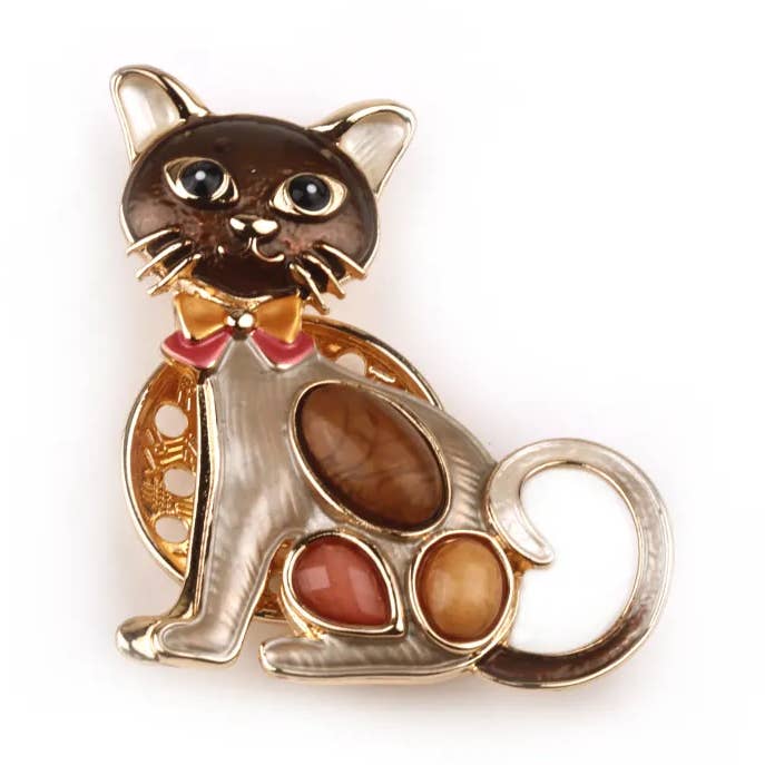 Magnetic Emerald Cat Brooch for wholesale by Miss Minna