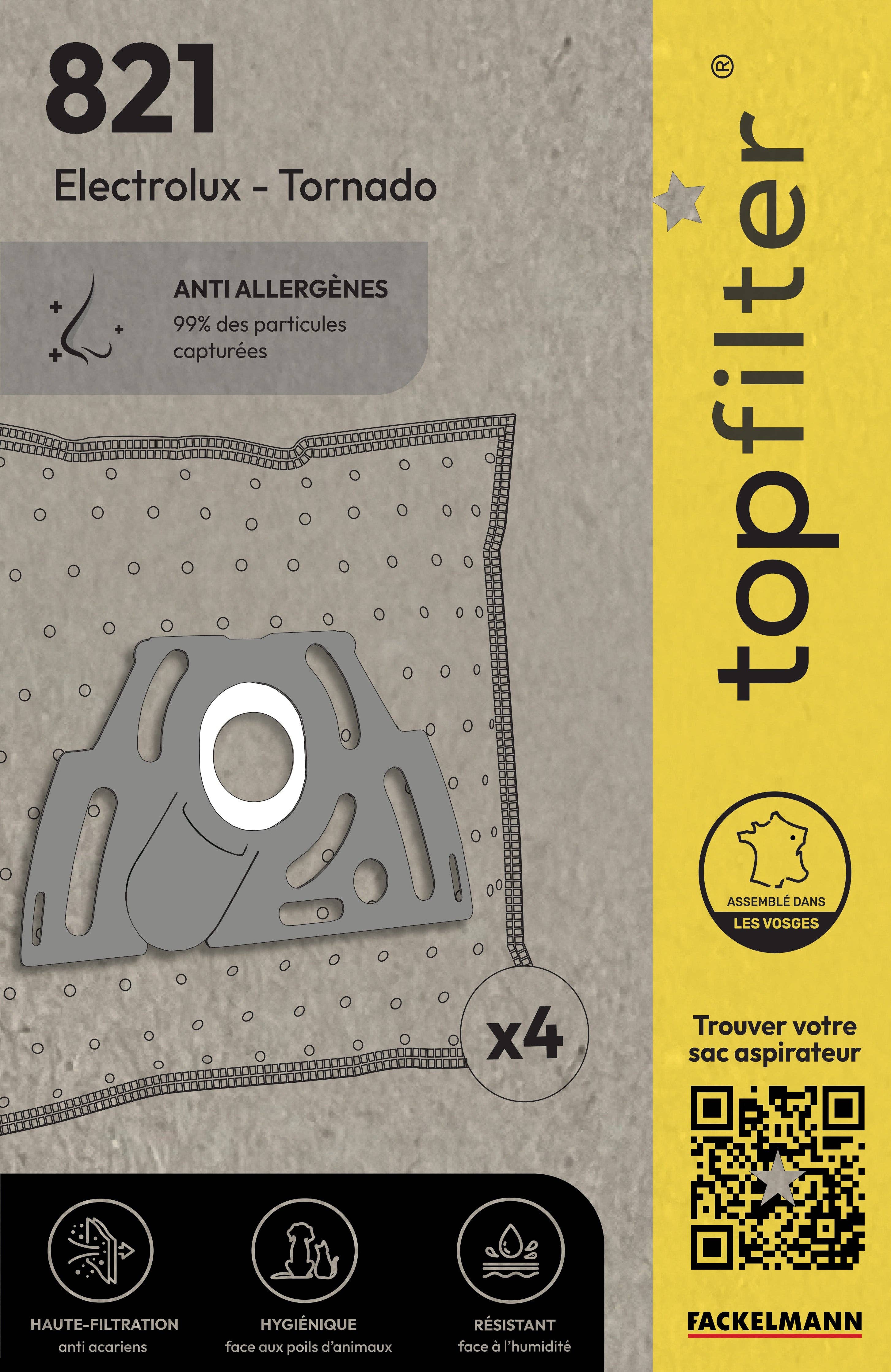 Zenker - Venta al por mayor Aspiradora - Juego de 4 bolsas de aspiradora para Tornado y Electrolux TopFilter Premium0