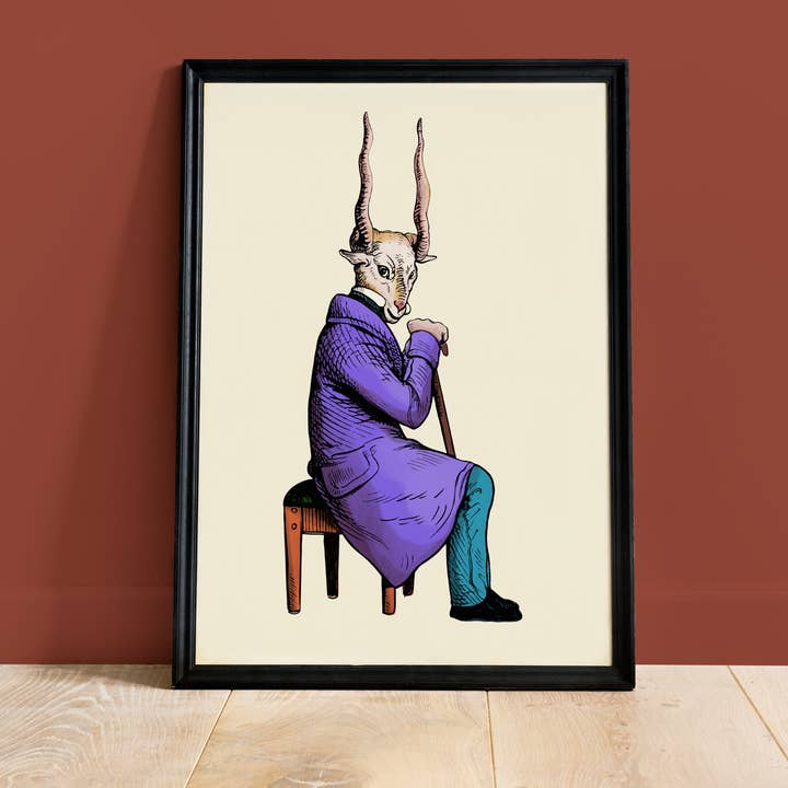 Bouc Poster - The Dressed Animals for wholesale by Colette de B.