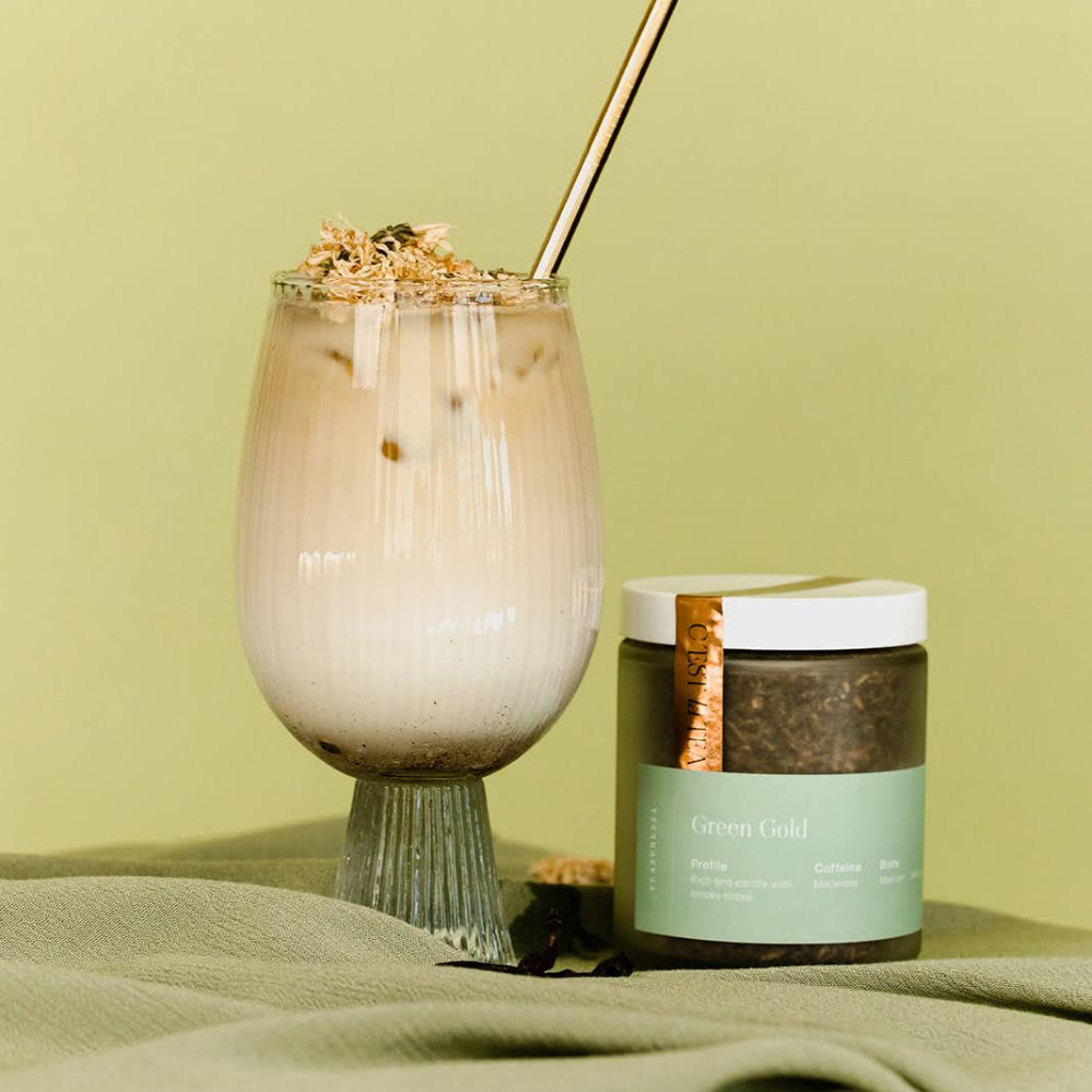 TEASPRESSA | LUXE Mixer Cube - Vente Thé en vrac - OR VERT | Pot à thé3