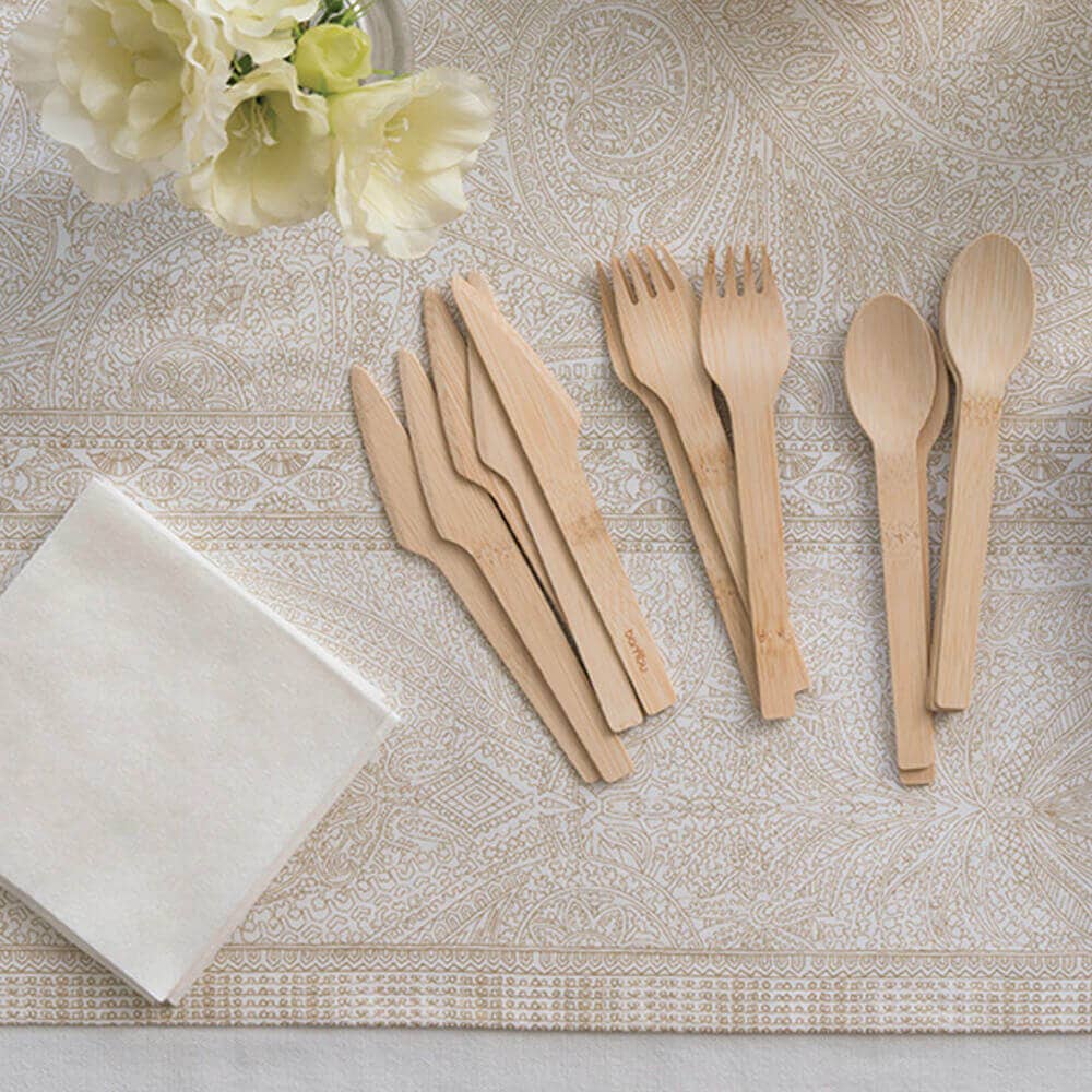 bambu® - Wholesale Assorted Cutlery Set - Disposable Bamboo Knife, Fork, and Spoon Set3