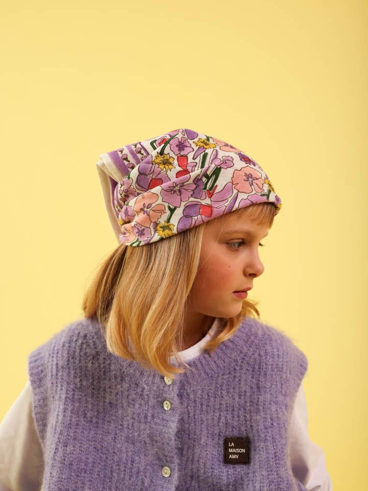 Bloemig lila sjaaltje voor baby en kind voor wholesale door Maison Augustin
