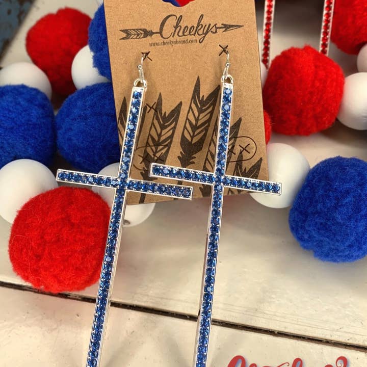 Cheekys Brand - Wholesale Dangle Earrings - Can I Get An Amen Earrings In Sapphire