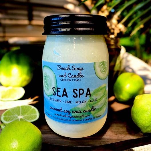Sea Spa - Bougie en pot Mason en cire de soja à la noix de coco pour la vente par Beach Soap and Candle