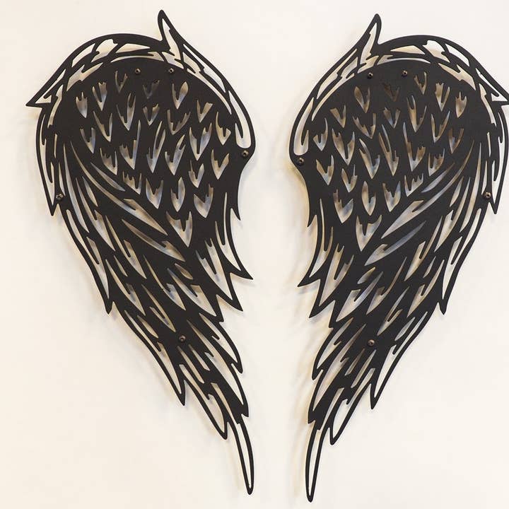 Decorazione da parete in metallo con ali d'angelo per camere da per la vendita all'ingrosso da parte di benjashop