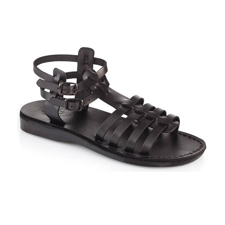 Leah - Leather Gladiator Sandal | Black for wholesale by Jerusalem Sandals