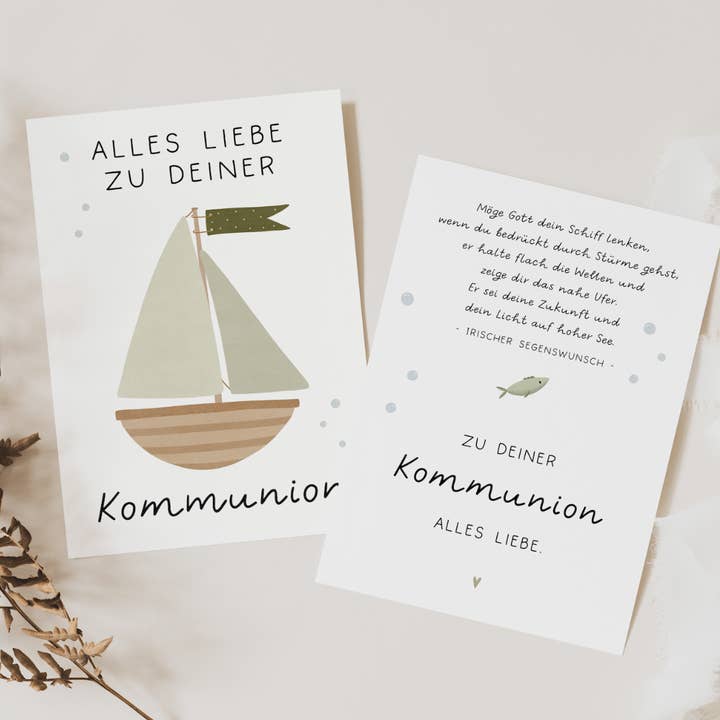 Boat communion postcard with saying - Communion card ship for wholesale by Tilda&Theo