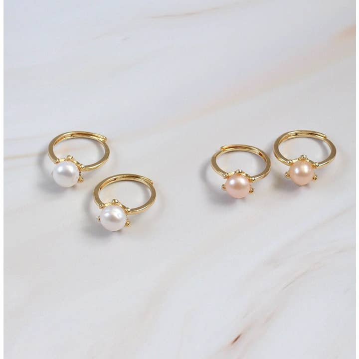 iBijoux - Wholesale Single Stone/Solitaire Ring - Gold Pearl Statement Ring (1R08c )